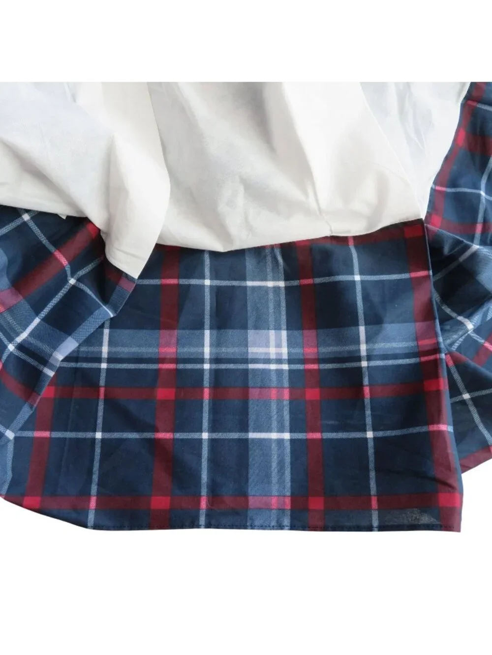 Vintage Springs King Size Plaid Bed Skirt Red Navy 13